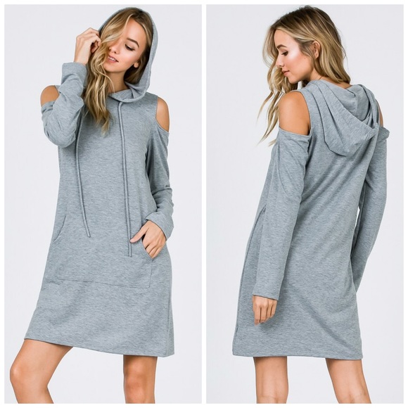 ❤️ LAST 1! Heather Gray French Terry Hoodie Dress! - Picture 6 of 8